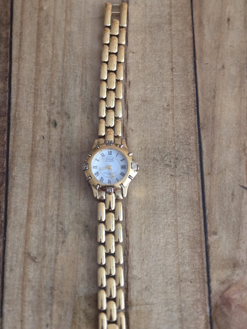 Anne Klein Women’s Gold-Tone Roman Numeral Watch – Needs Battery